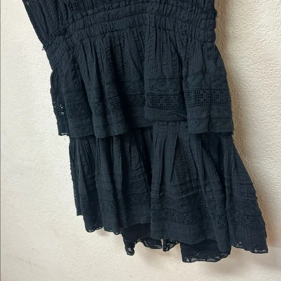 LoveShackFancy NWOT Natasha Black Ruffle Mini Dress size XL - Picture 6 of 8
